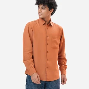 Brown Linen Rayon Blended Casual Shirt