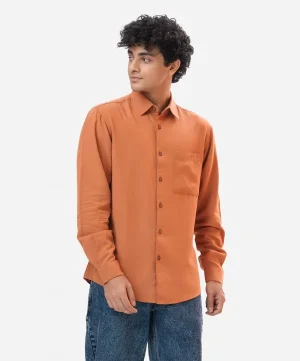 Brown Linen Rayon Blended Casual Shirt