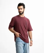 Burgundy Interlock Drop Shoulder T-Shirt